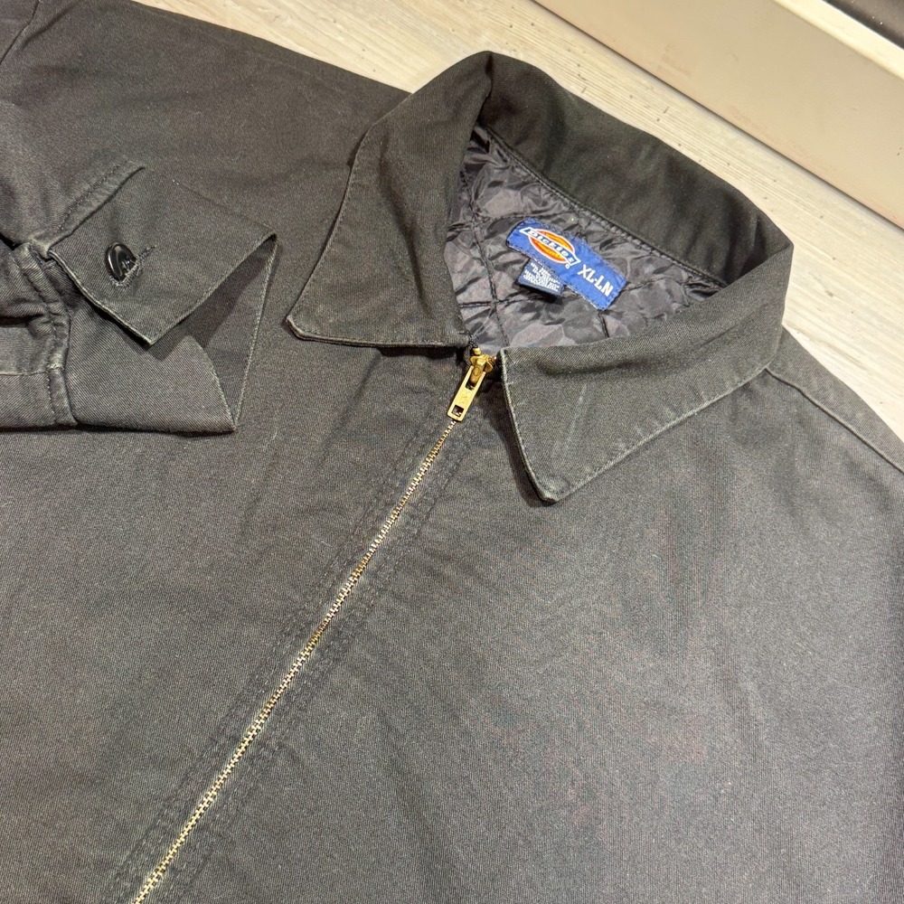 Vintage Dickies Eisenhower Black Full Zip Jacket Quilted Lined Size Mens XL Long